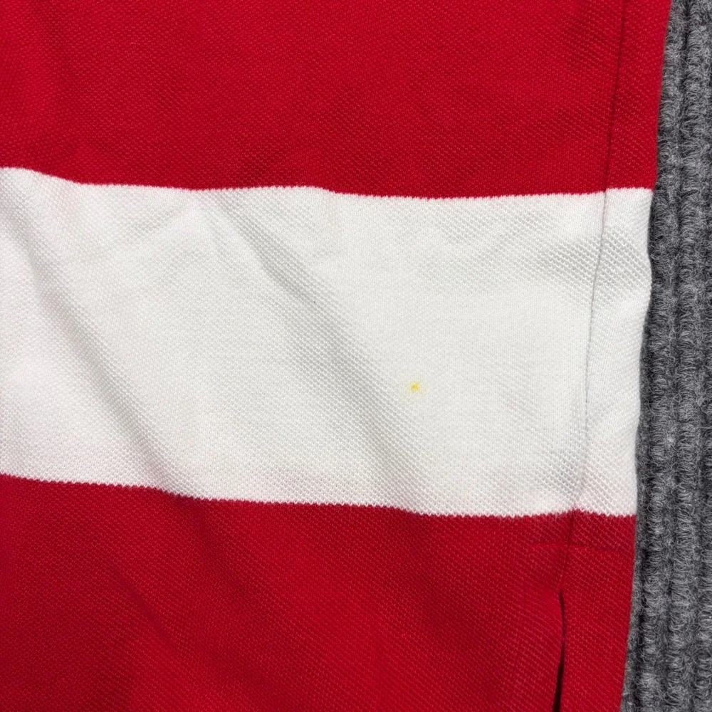 Polo Ralph Lauren Shirt Mens L Blue Red White Striped Short Sleeve Polo